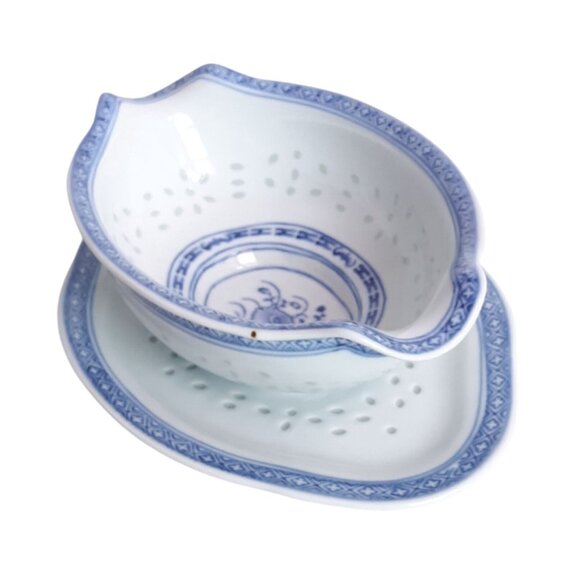 4 TIENSHAN Chrysanthemum Rice Grains Pattern Blue and White Bread/Butter Plates - Picture 4 of 8